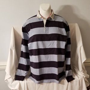 vintage navy and light blue stripe rugby shirt